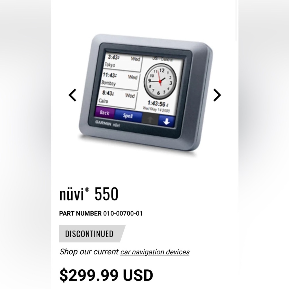 Garmin nuvi 550 GPS w/car mount & car charger